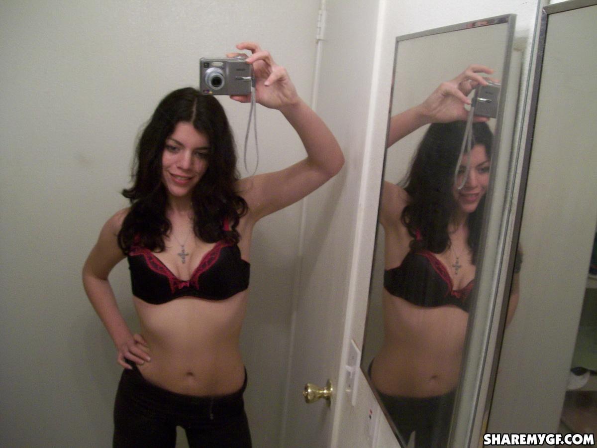 Hot brunette college coed takes selfies of her body in the bathroom #60797076