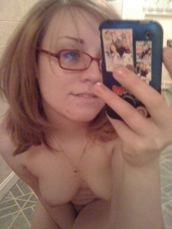 Hot college coed teases and poes naked in her glasses #60916312