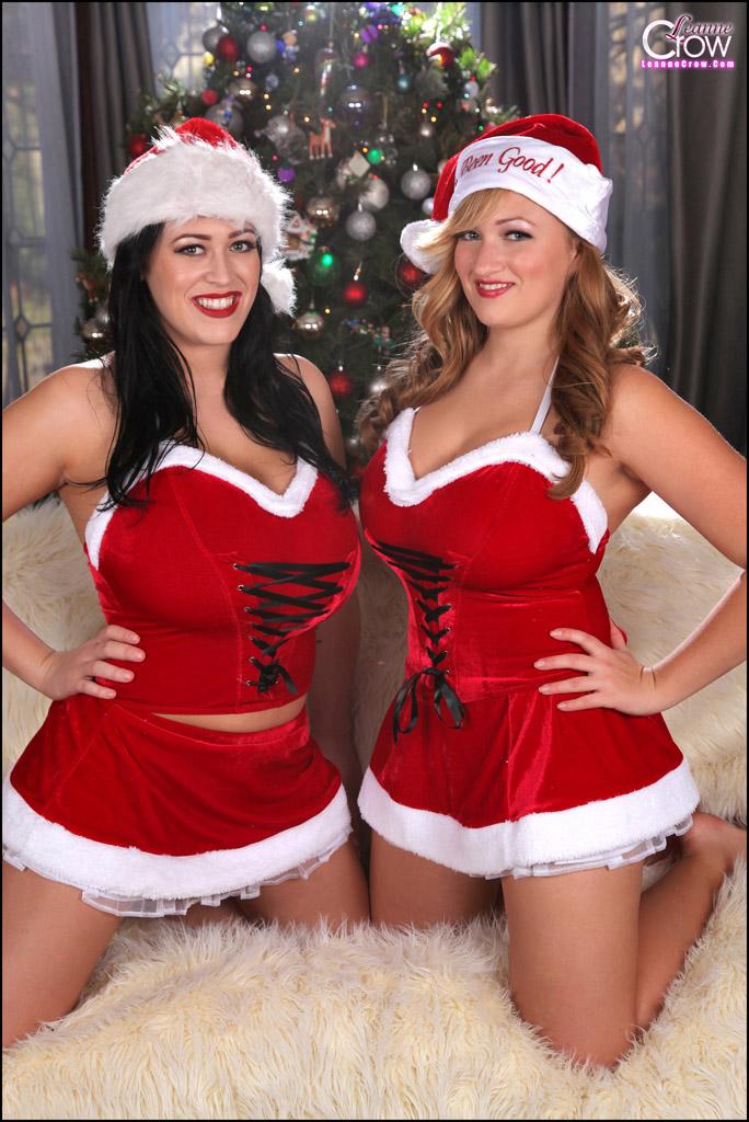 Leanne joins Sara Willis in a busty Christmas shoot #58874673