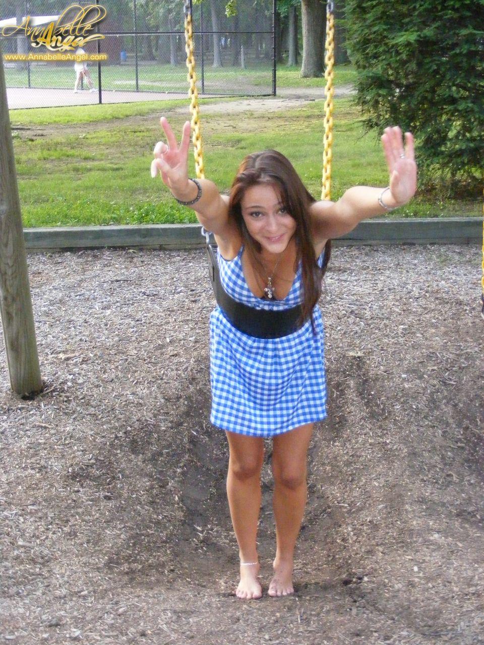 Pictures of Annabelle Angel being naughty in a park #53246336