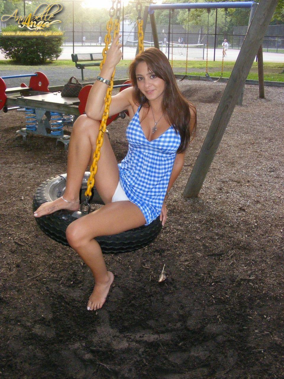Pictures of Annabelle Angel being naughty in a park #53246525