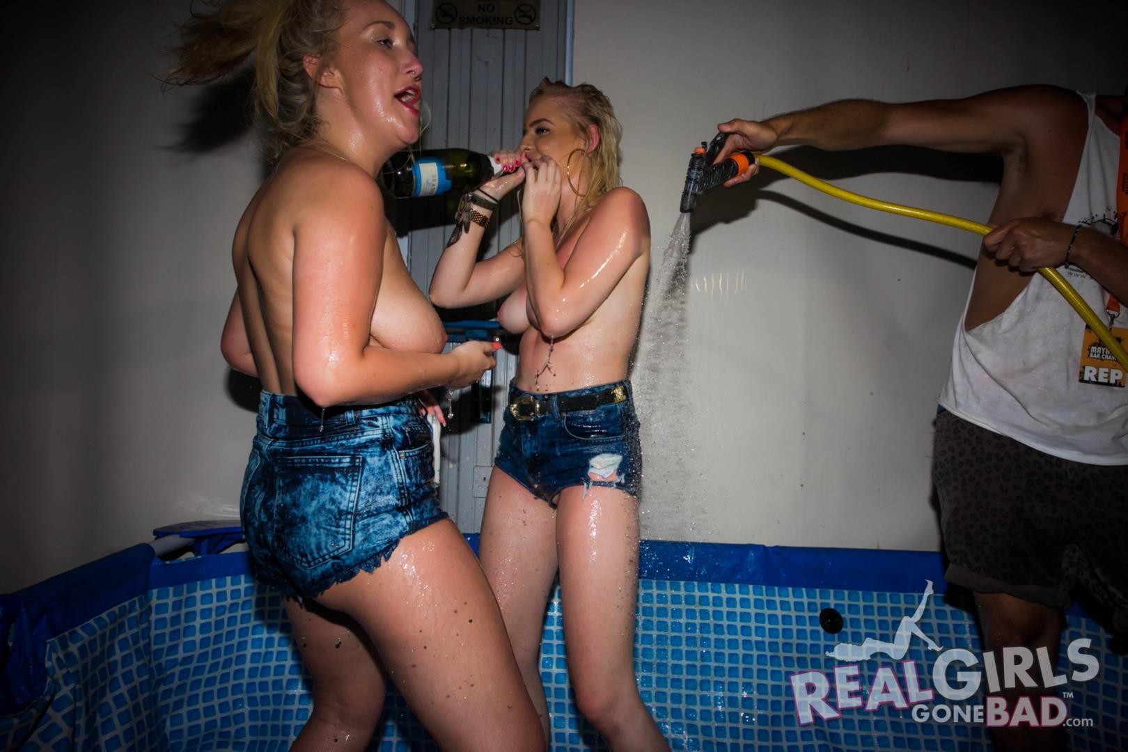 Hot college get topless after a wet t-shirt competition #60774335