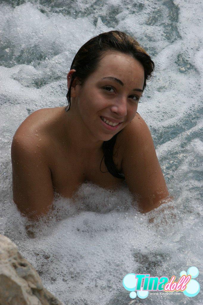 Tina Doll butt ass naked and splashing around in the hot tub #60101495