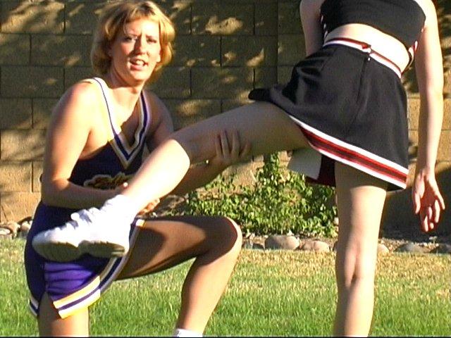 Pictures of two hot cheerleaders practicing their moves outside #60578268