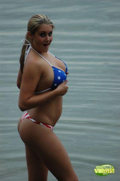 Pictures of Courtney Virgin going for a swim in her USA bikini #53872231