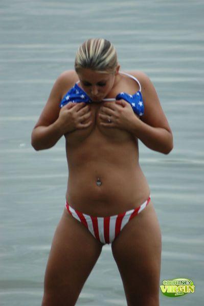 Pictures of Courtney Virgin going for a swim in her USA bikini #53872388