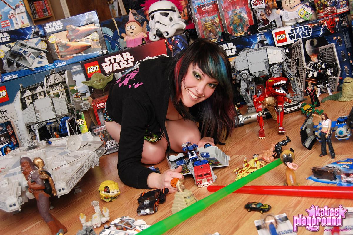 Sabrina shows off her toys while playing around with a bunch of Star Wars toys #60572719