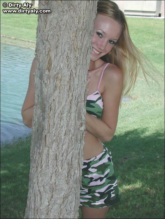 Pictures of teen Dirty Aly barely dressed in camo #54073933