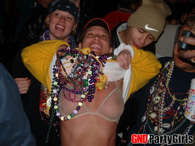 Drunk girls love to flash their tits for beads at Mardi Gras #60506294