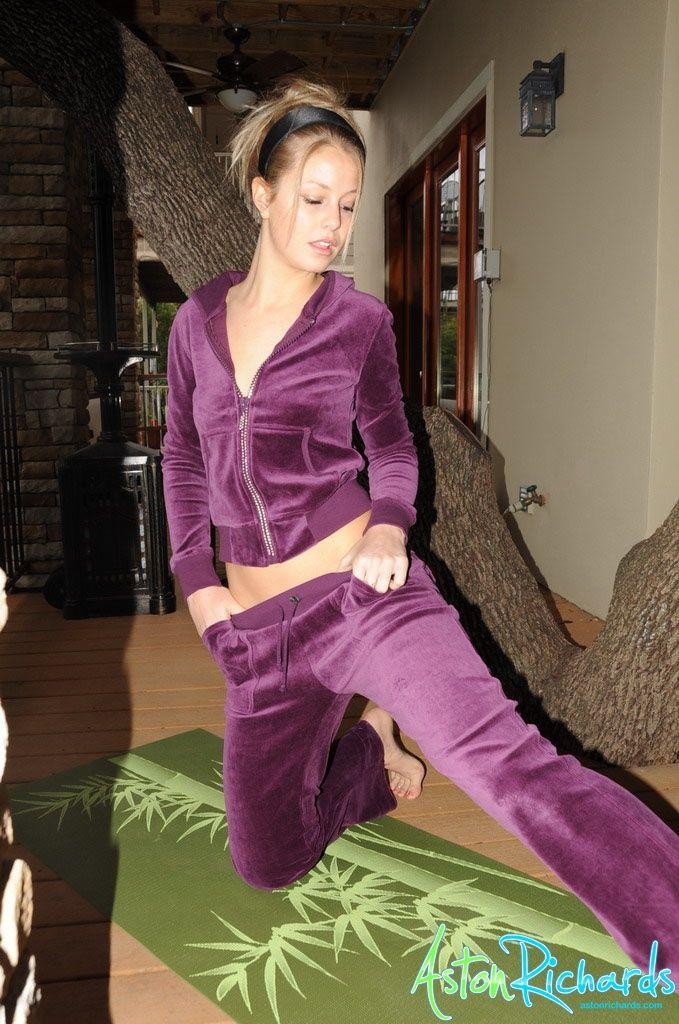 Pictures of Aston Richards slipping out of her purple suit #53349037