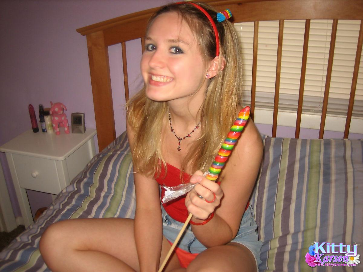 Pictures of teen Kitty Karsen masturbating with a sucker #58763216