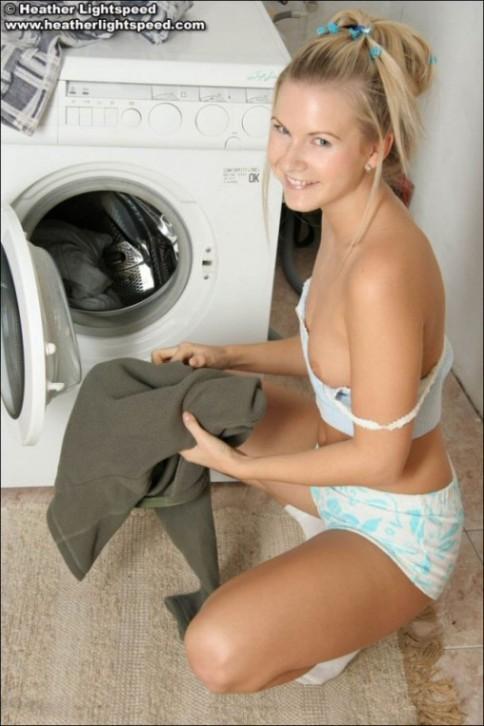 Heather does her laundry in the nude #55124953