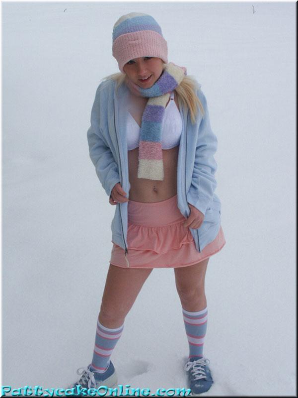 Pictures of blonde teen Pattycake freezing in the snow #59954064