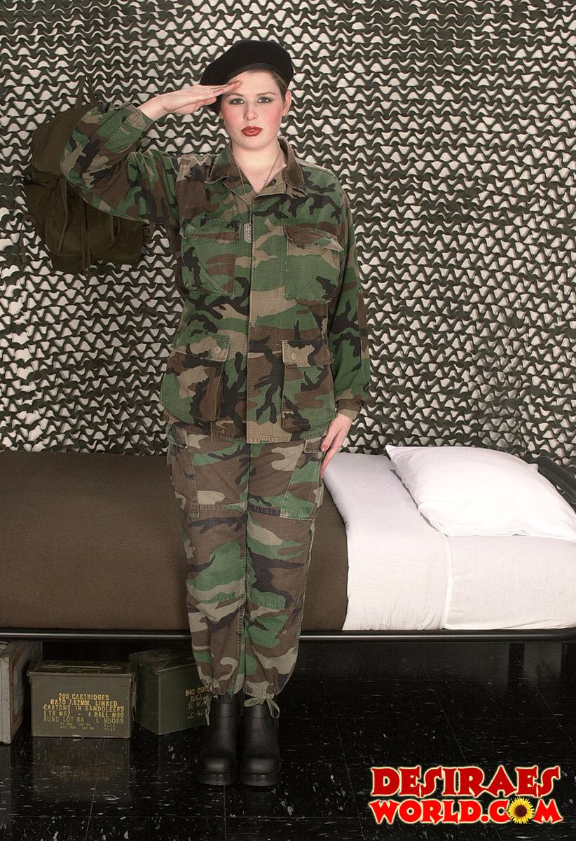 Busty soldier Desirae salutes with her massive jugs #60337926