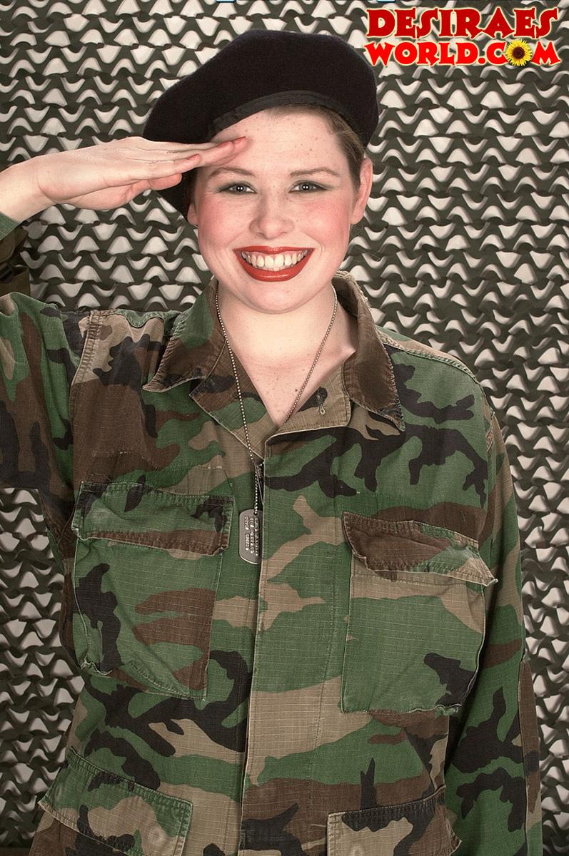 Busty soldier Desirae salutes with her massive jugs #60337933