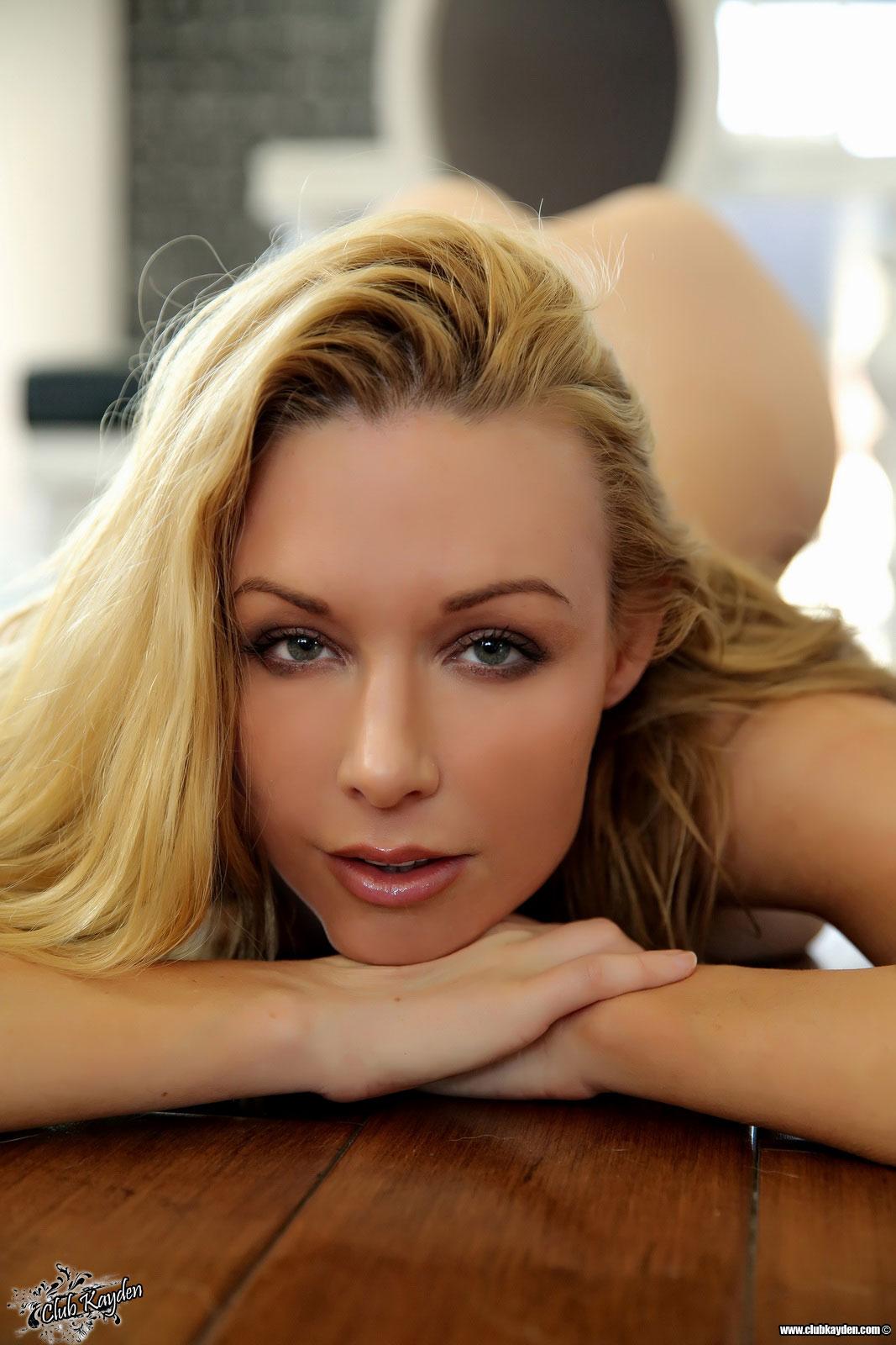 Blonde babe Kayden Kross slides down her bra and panties for you #58167115