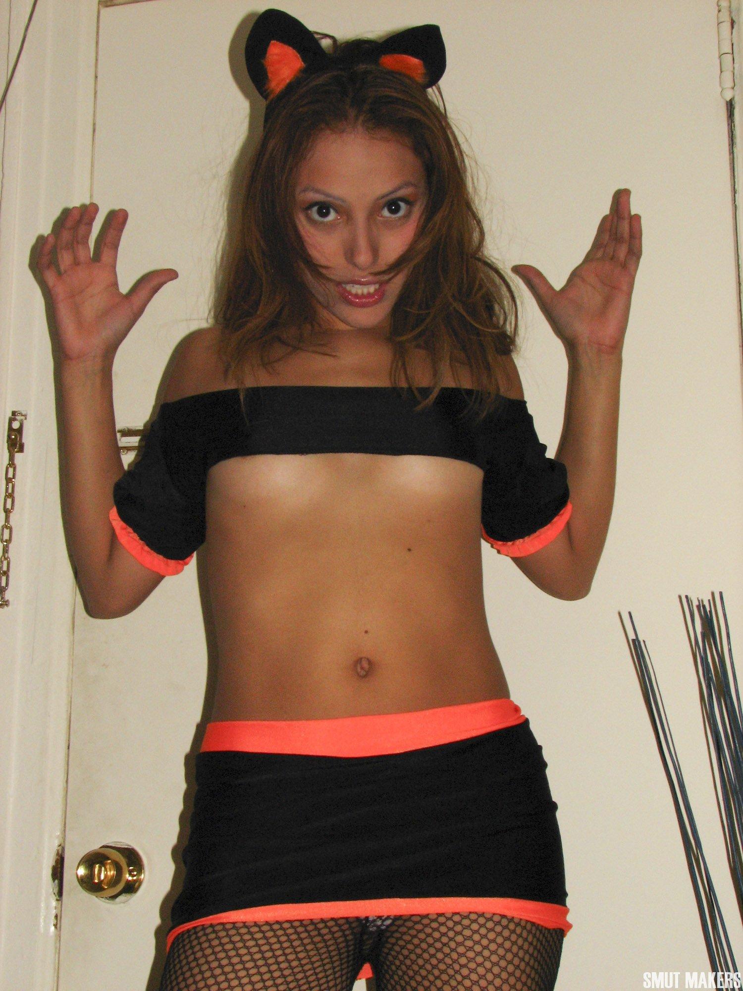 Sexy latina teen dress up in a naughty kitty costume just for you #60810758