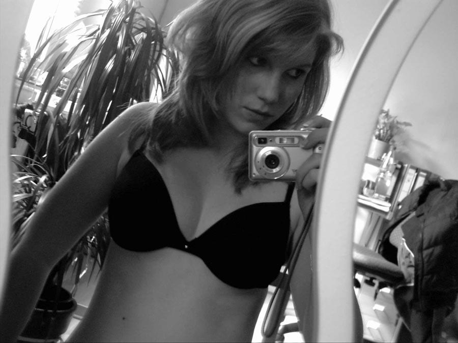 Black and white self-shots from this blonde amateur cutie #60657701