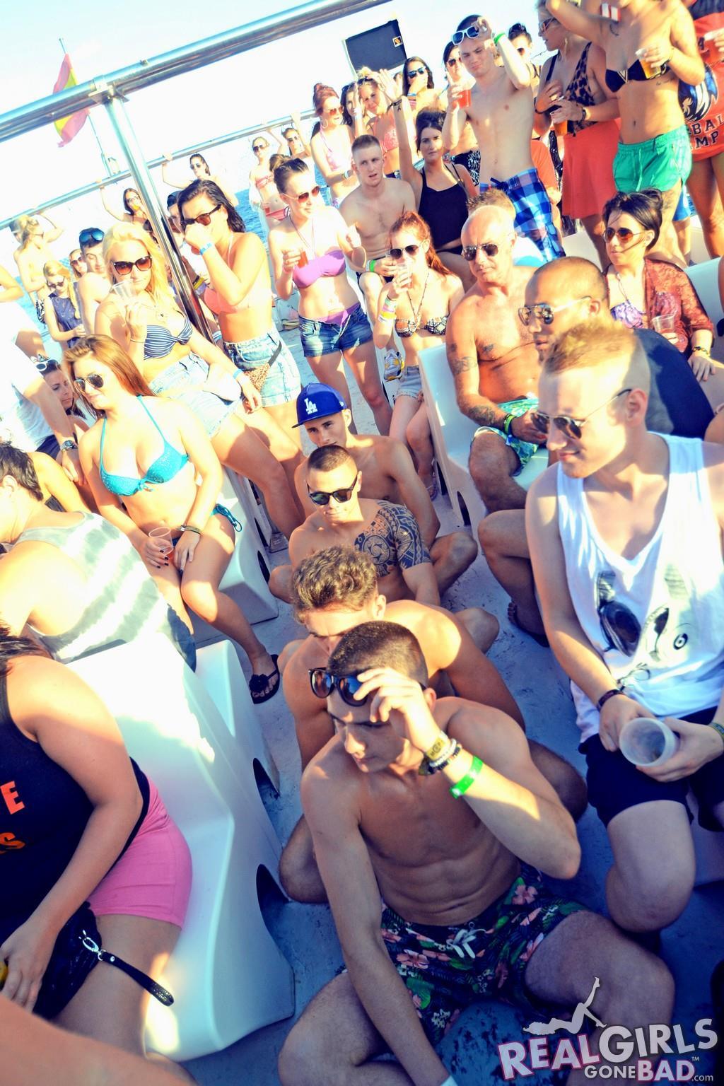 College coeds have a party on a boat during spring break #60774453