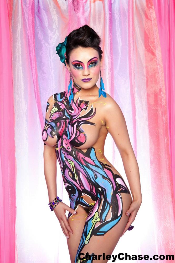 Charley Chase looking all sexy in colourful body paint #53748905