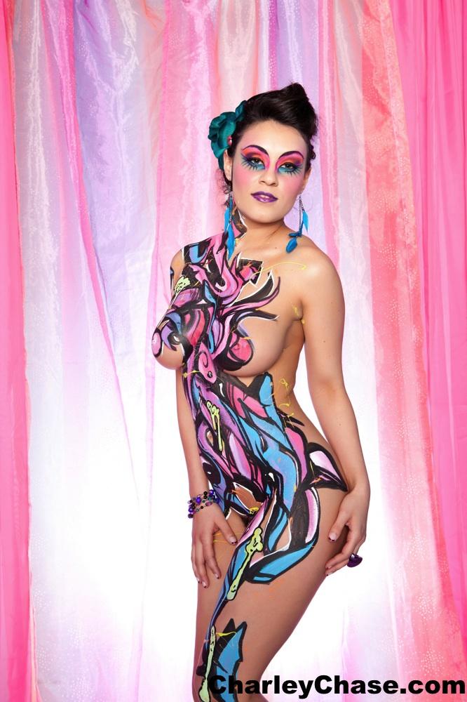 Charley Chase looking all sexy in colourful body paint #53748947
