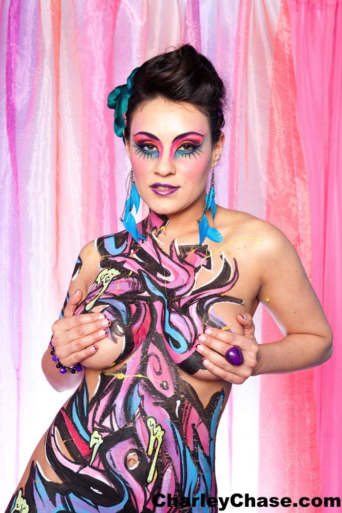 Charley Chase looking all sexy in colourful body paint #53749309