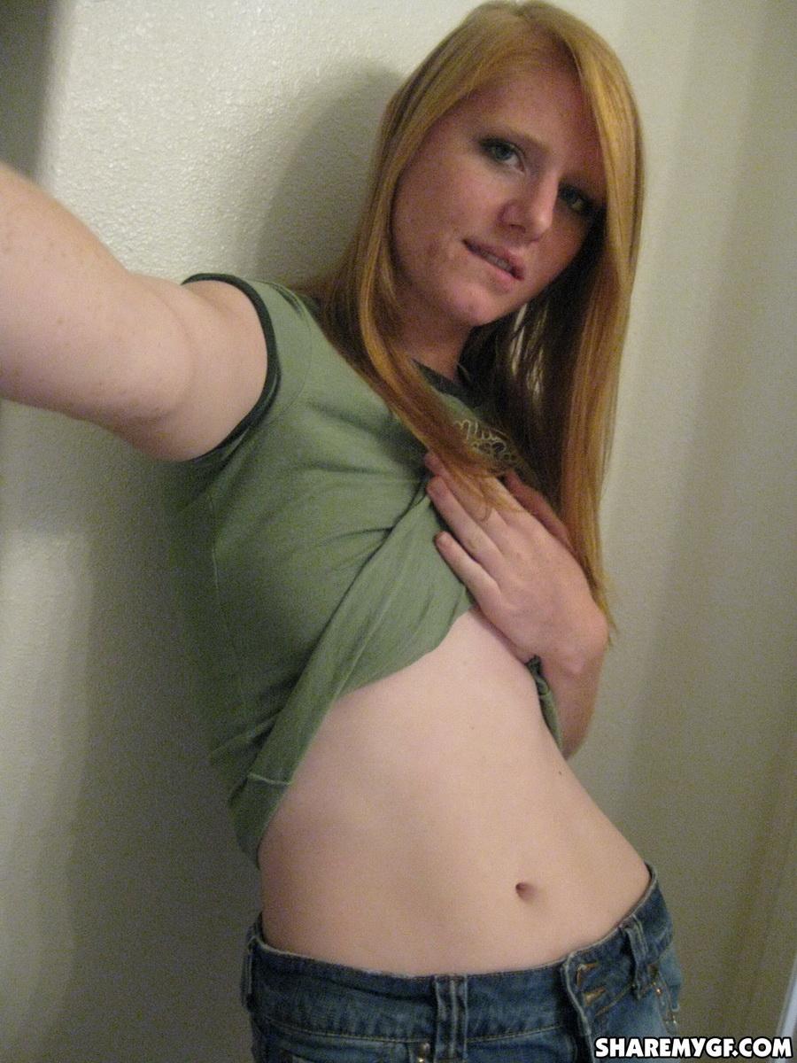 Hot college redhead takes selfies of her big natural boobs #60796302