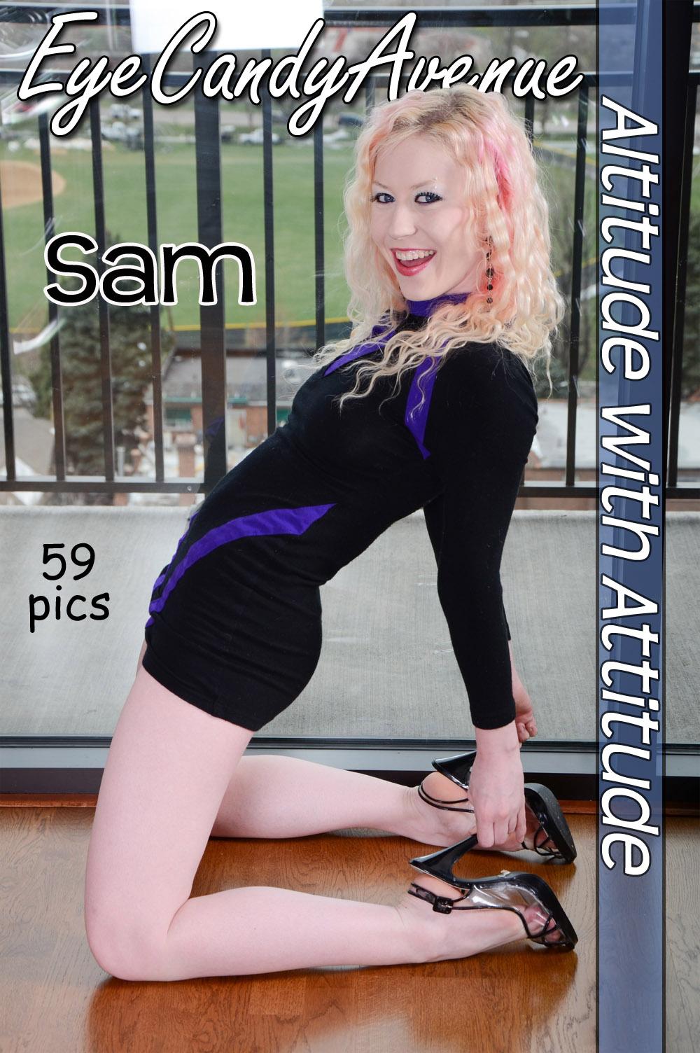Hot emo girl Sam strips completely nude by the window #59892463