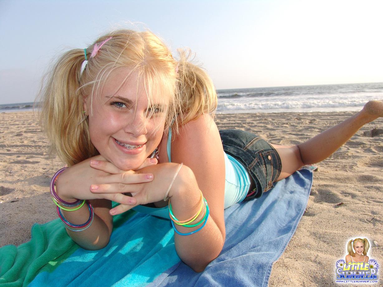 Pictures of hot blonde teen Little Summer having some fun on the beach #59025641