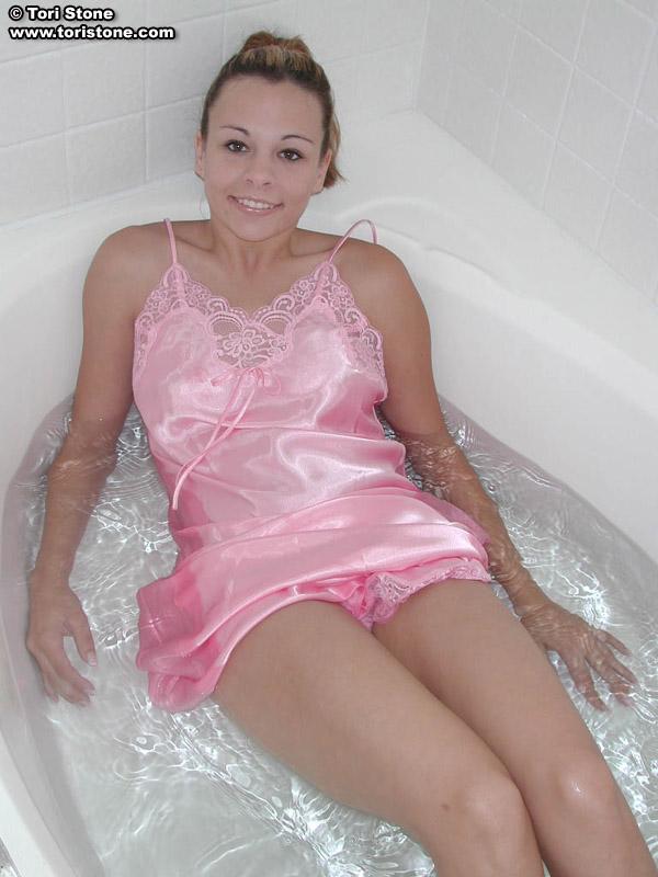 Pictures of Tori Stone taking a bath in her lingerie #60108539