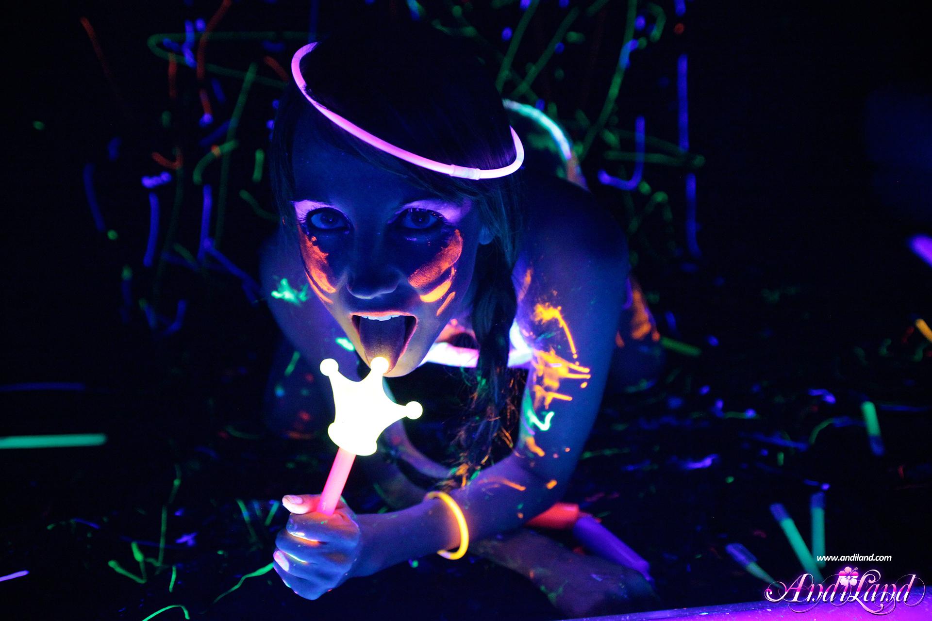 Andi Land gets super kinky with the black light and neon body paint #53134146