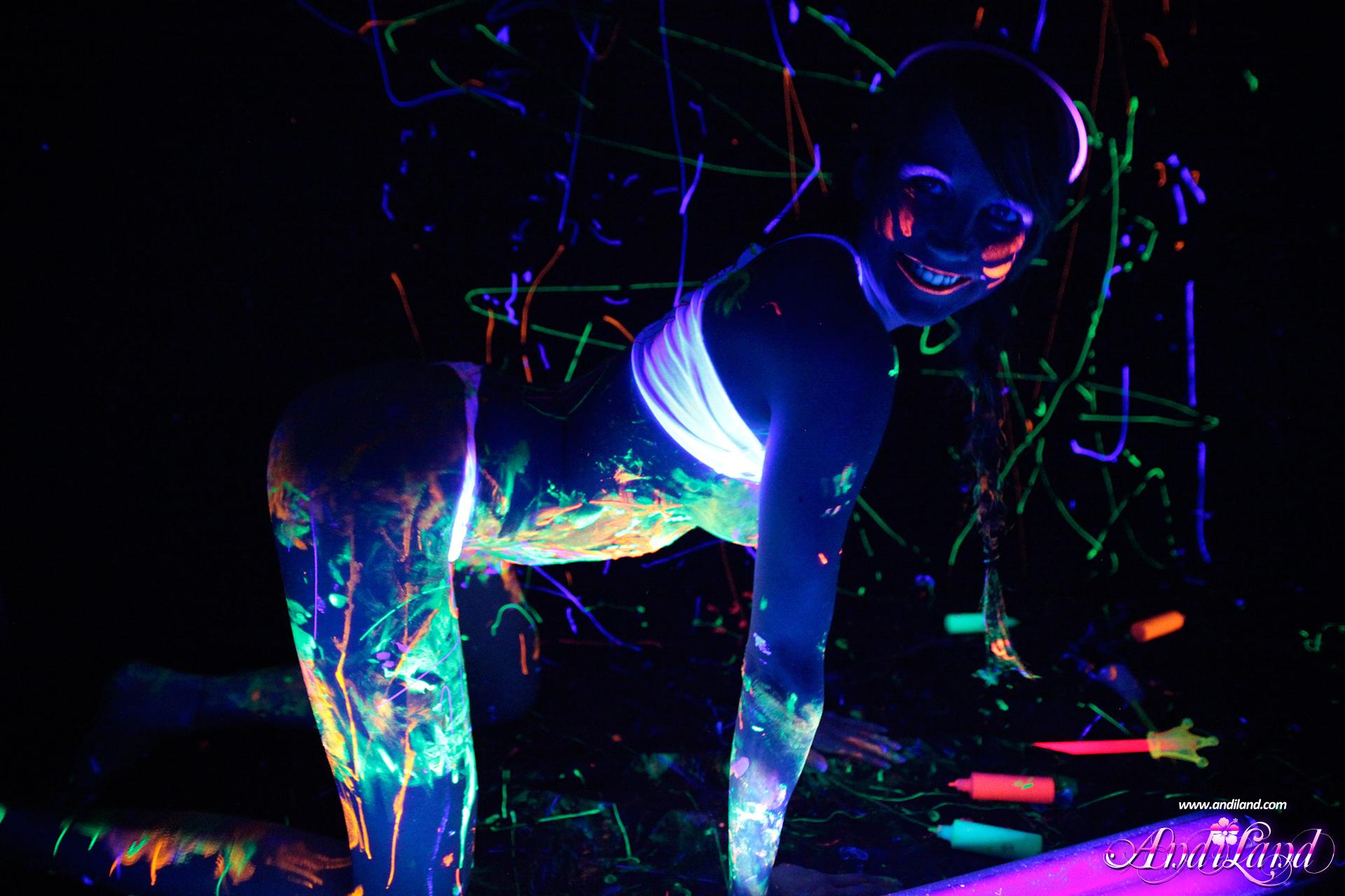 Andi Land gets super kinky with the black light and neon body paint #53134271