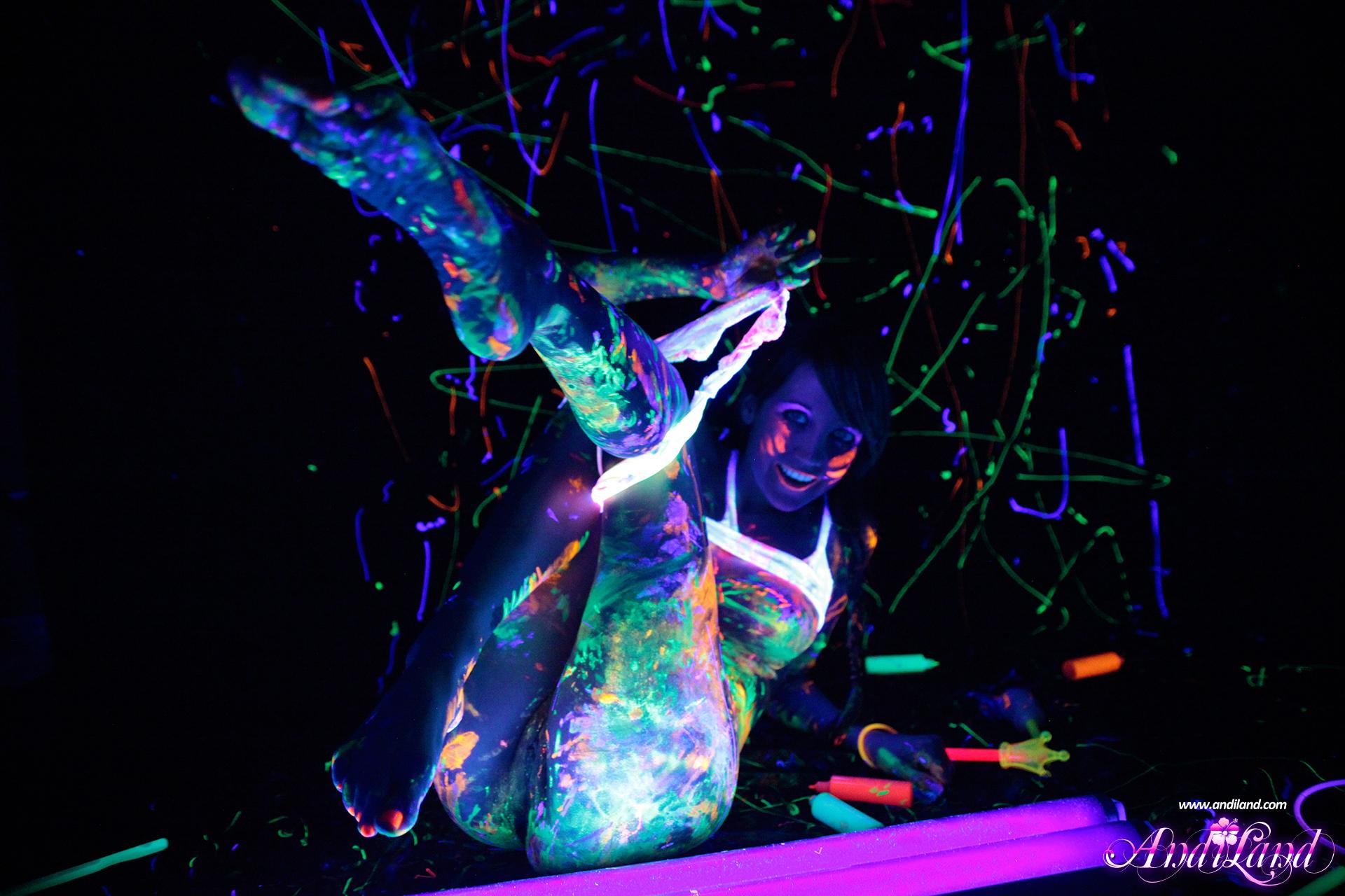 Andi Land gets super kinky with the black light and neon body paint #53134426