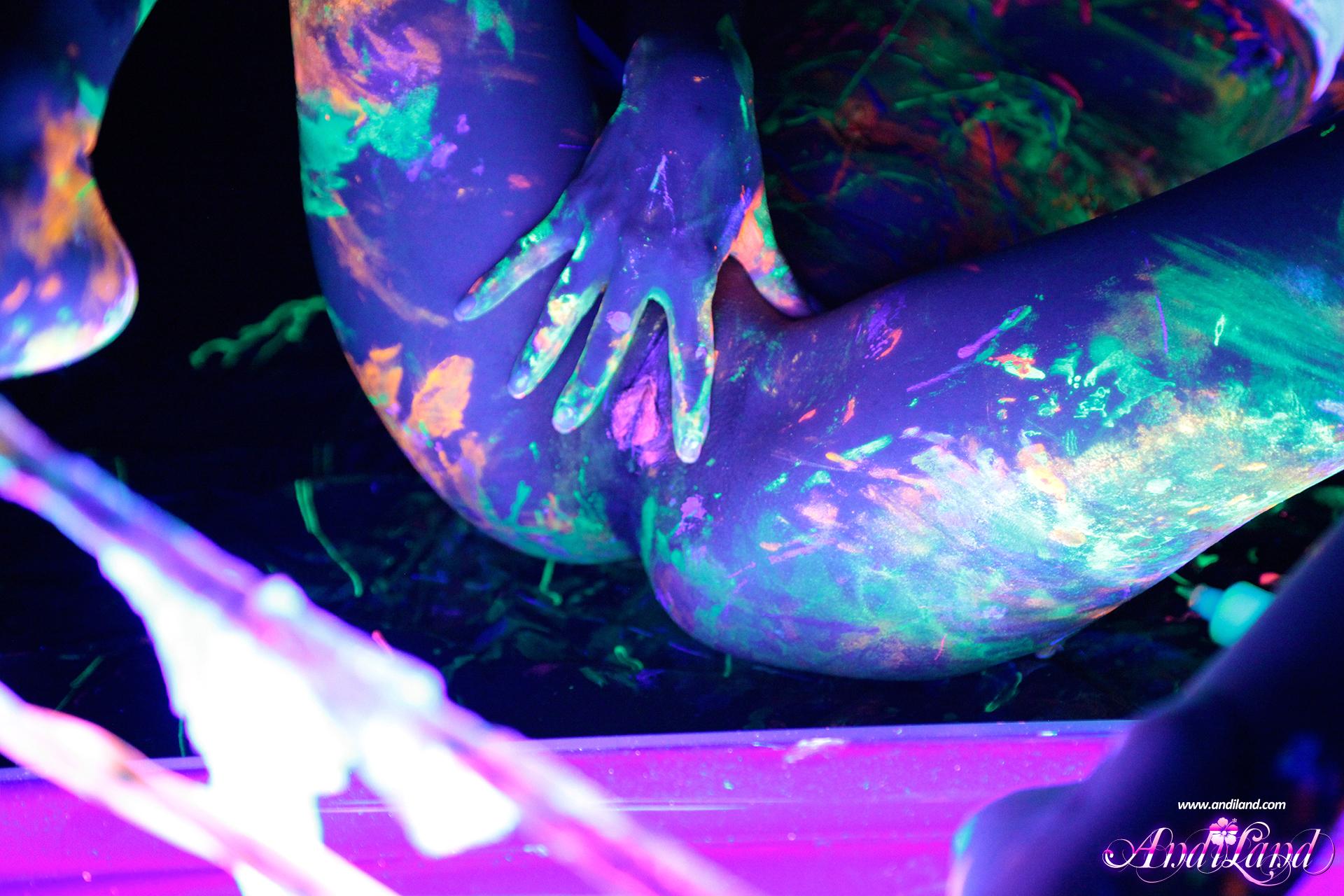 Andi Land gets super kinky with the black light and neon body paint #53134575