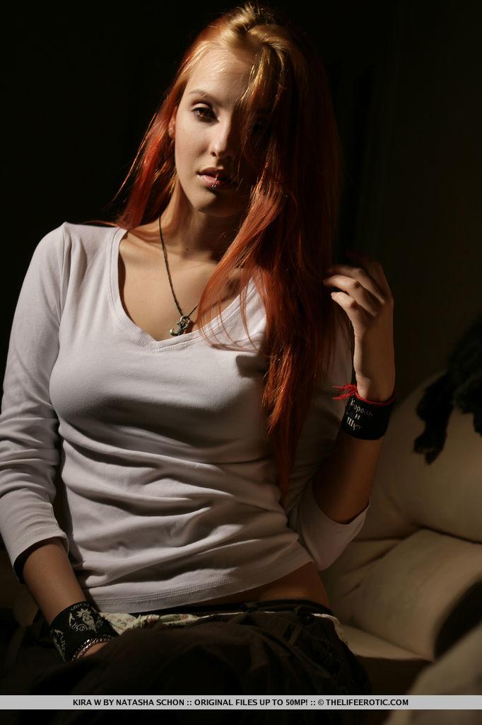 Redhead alt girl Kira W displays her beautiful nude body for you #58750178