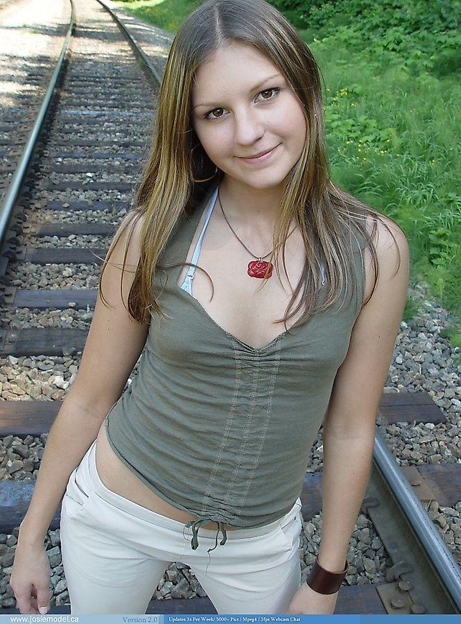 Pictures of teen Josie Model exposing herself on a train track #55700523