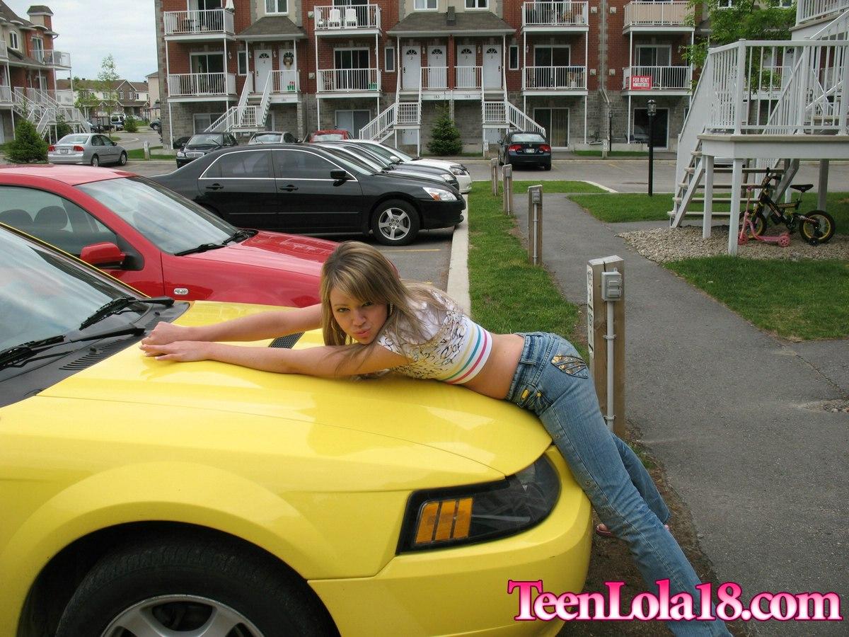 Pictures of Teen Lola 18 spreading out on a car #60080470
