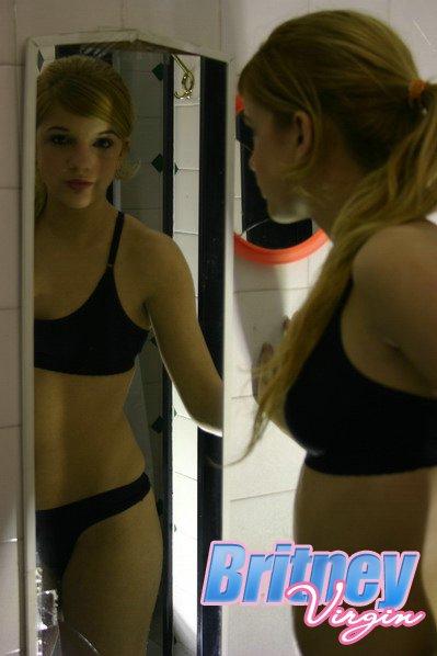 Pictures of Britney Virgin checking herself out in a mirror