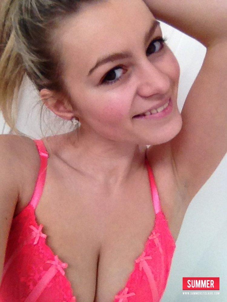 Blonde teen Summer strips her hot pink lingerie just for you #60019295