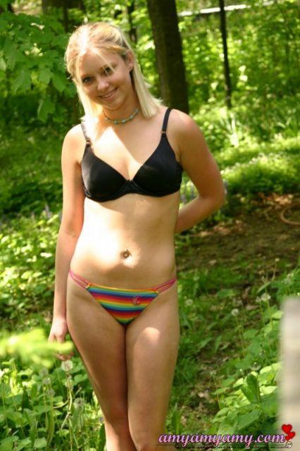 collegegirl outside in rainbow panties #53108195