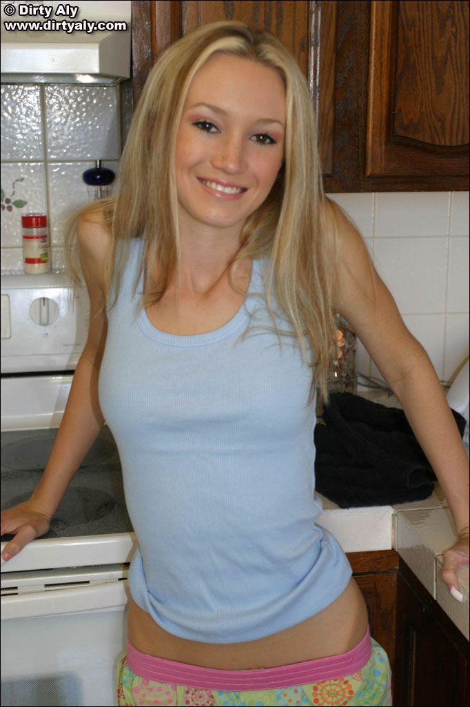 Pictures of teen Dirty Aly getting naked in the kitchen #54071207