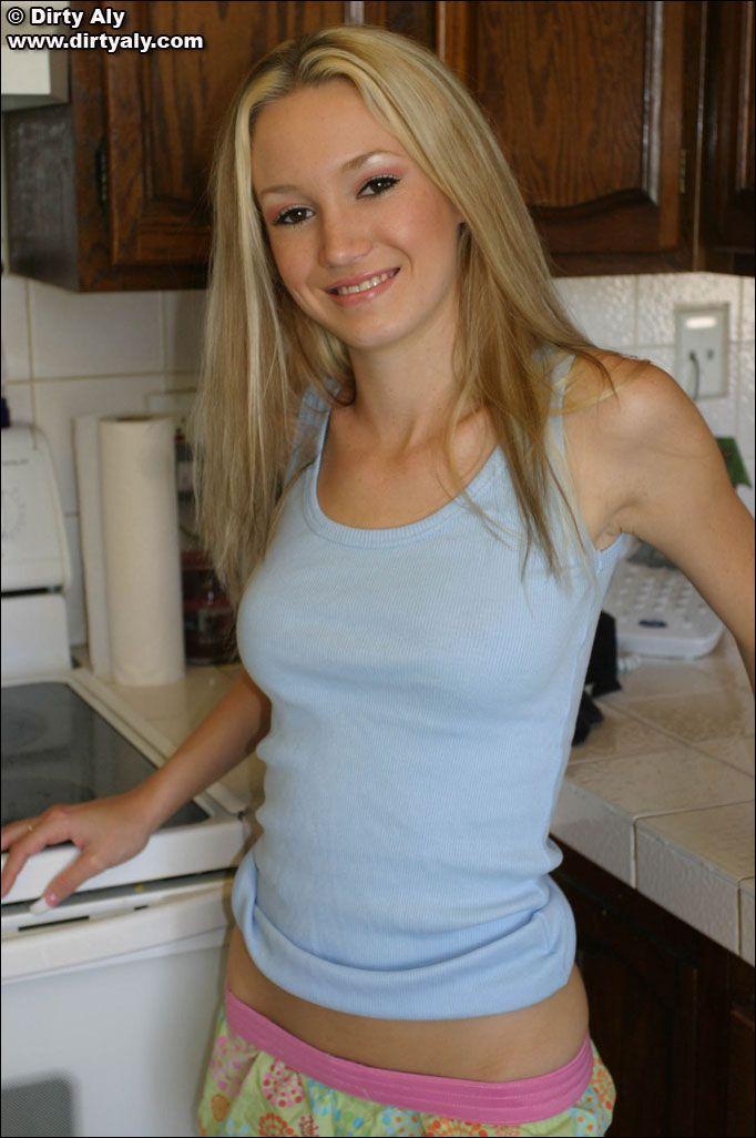 Pictures of teen Dirty Aly getting naked in the kitchen #54071335