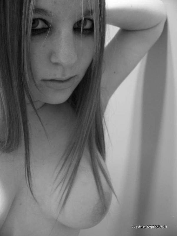 Pictures of a hot amateur emo babe displaying her shaven pussy #60640116
