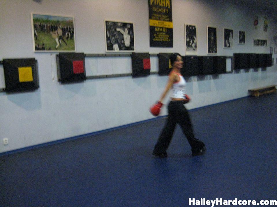 Pictures of Hailey Hardcore masturbating after boxing practice #54597711