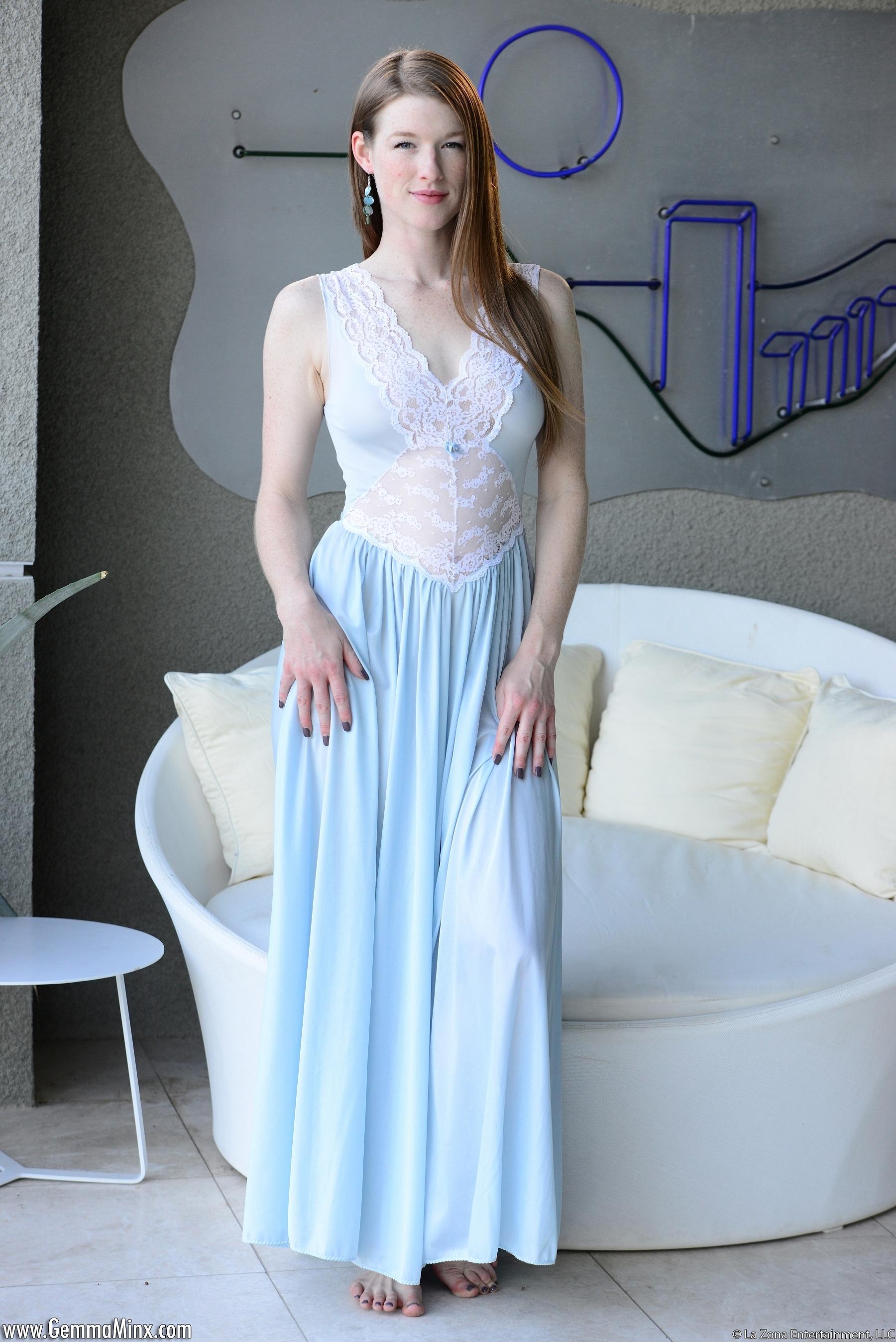 Gemma Minx looks like a princess in her flowing gown that she soon pulls up and starts to play with herself #54461904