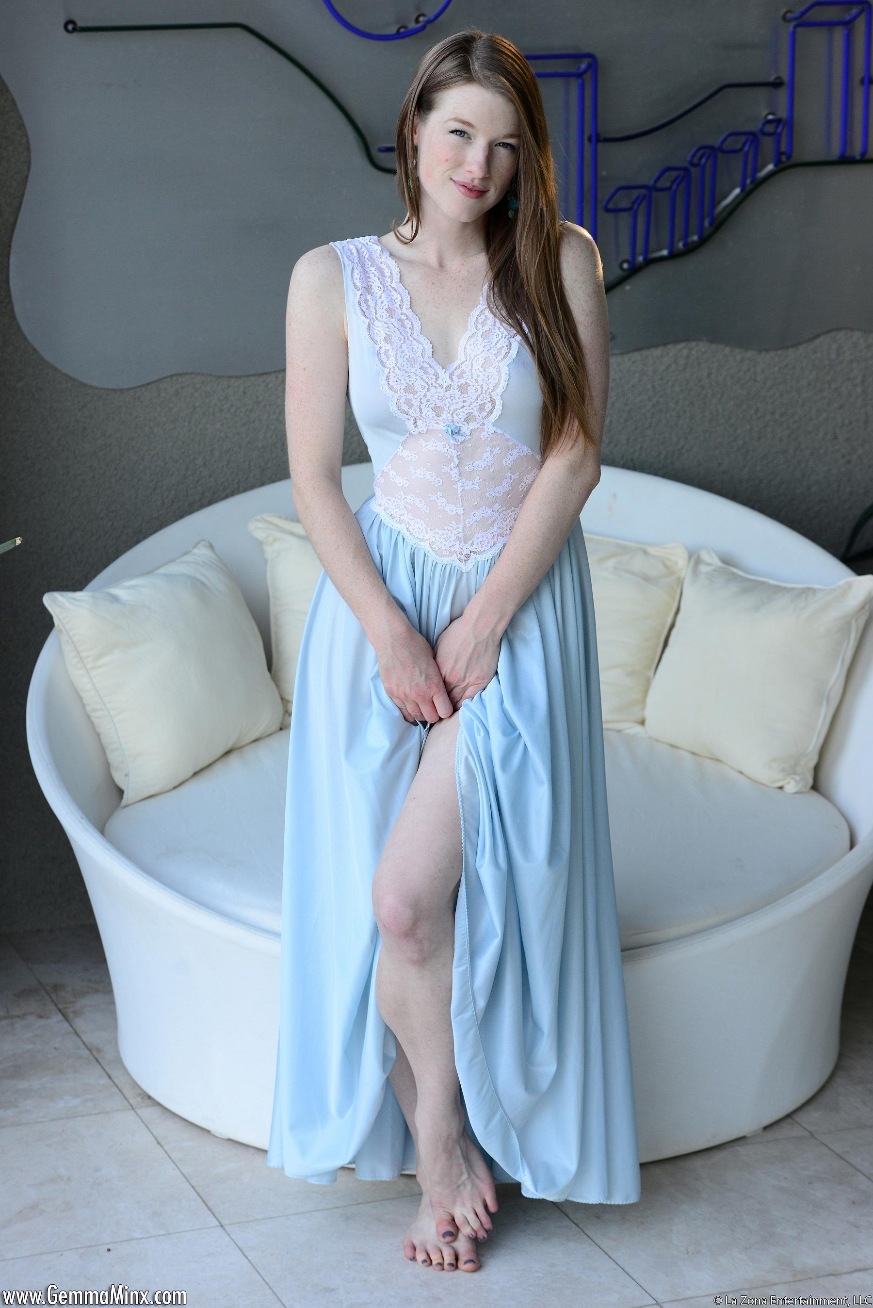 Gemma Minx looks like a princess in her flowing gown that she soon pulls up and starts to play with herself #54462107