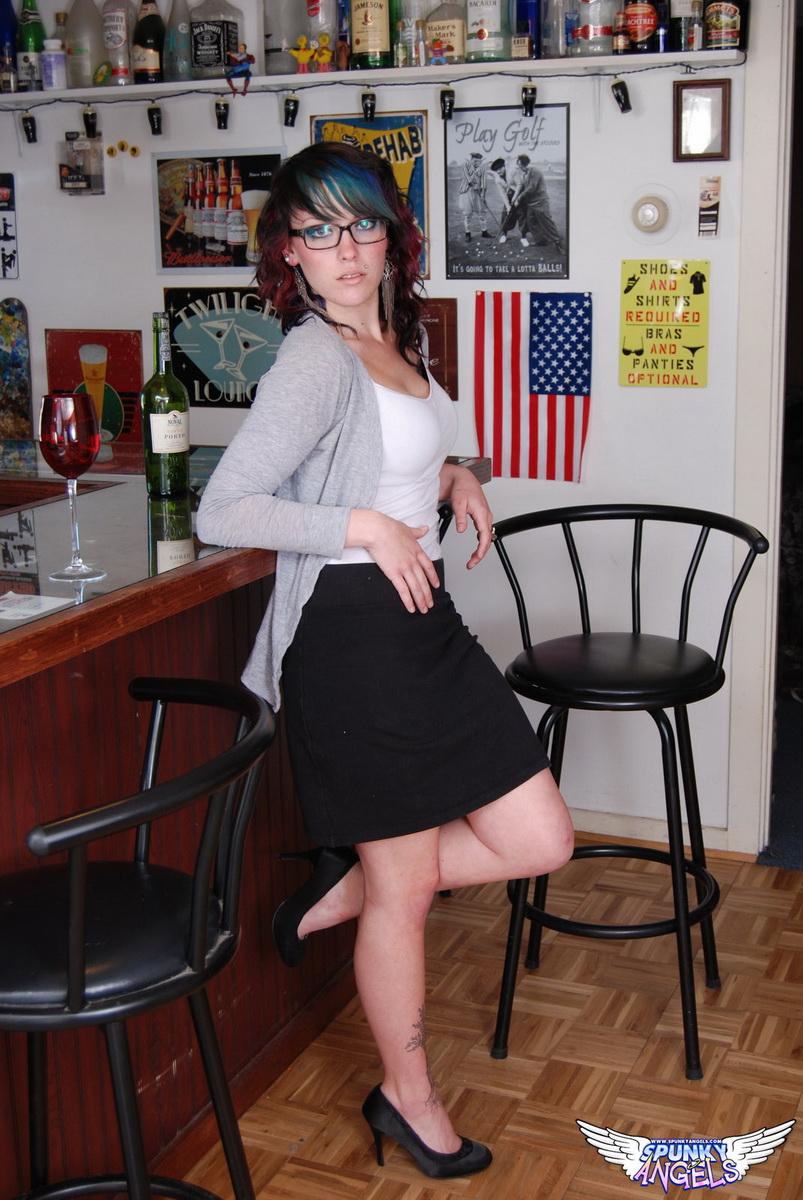 Sabrina does not like to wear panties as she has a few drinks at the bar before getting naked #60811306
