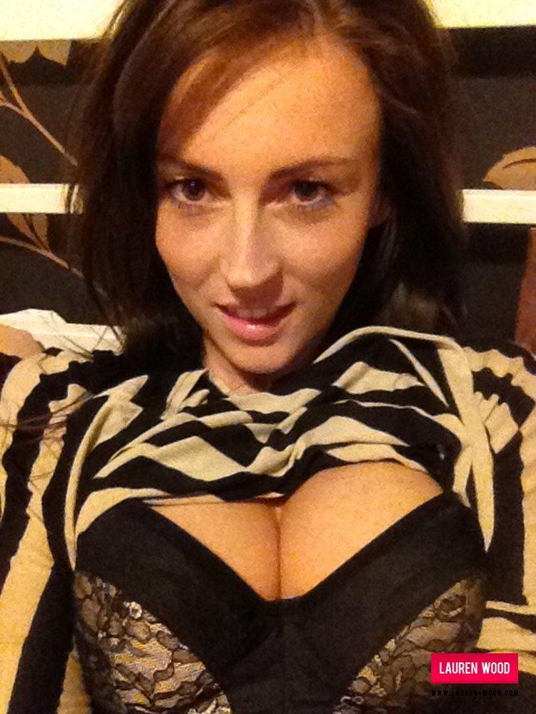 Lauren strips her stripy top and bra to reveal her big boobage #58856346