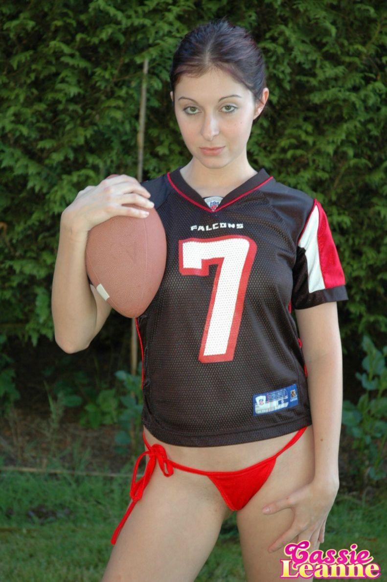 Cassie plays some naked football