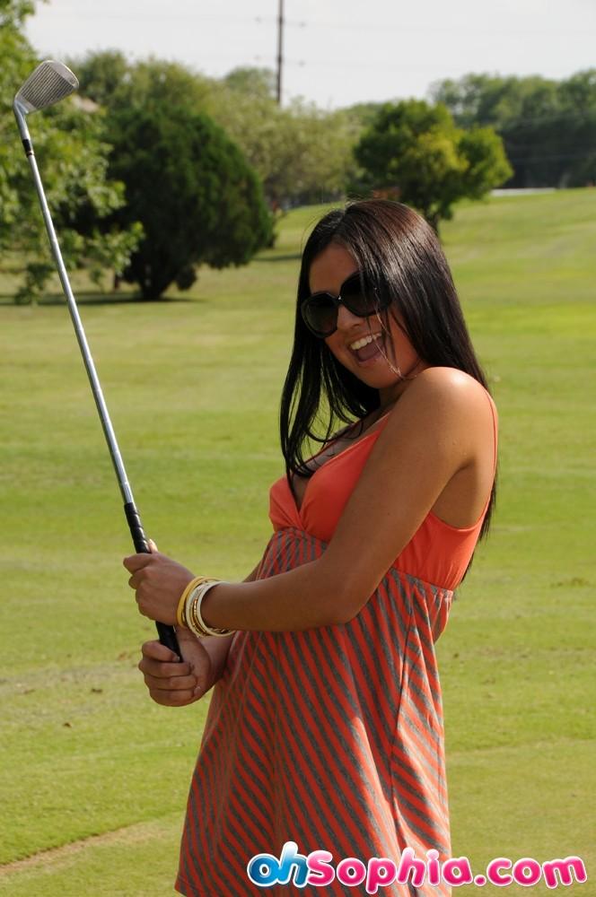 Pictures of teen babe Oh Sophia flashing on the golf course #53828321